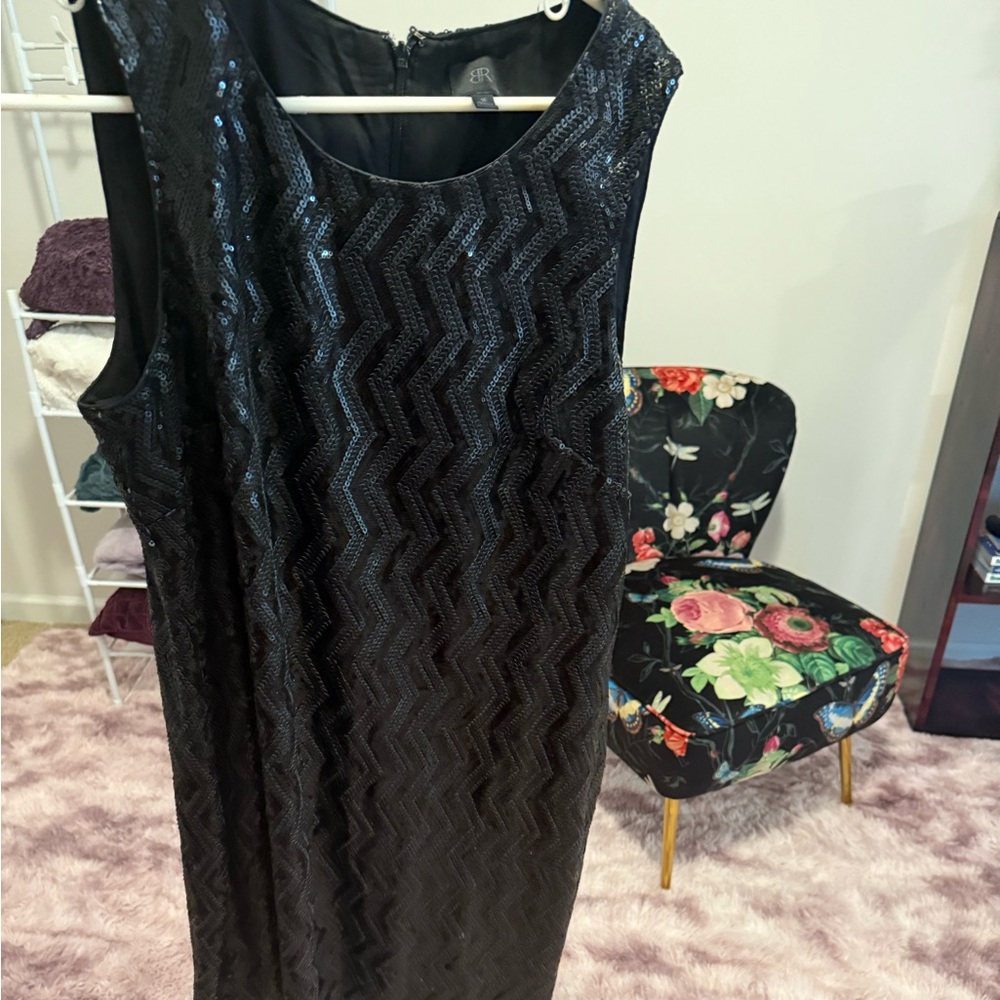 Banana Republic Black Textured Midi Dress